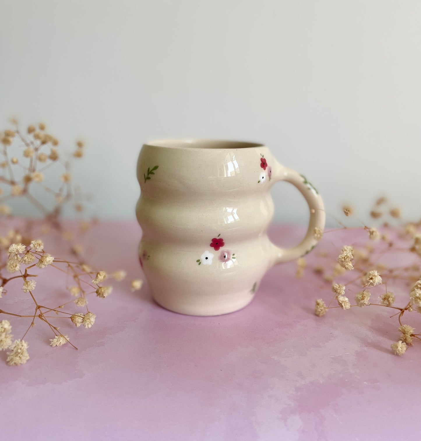 Mug Bubble Fleuri Rouge