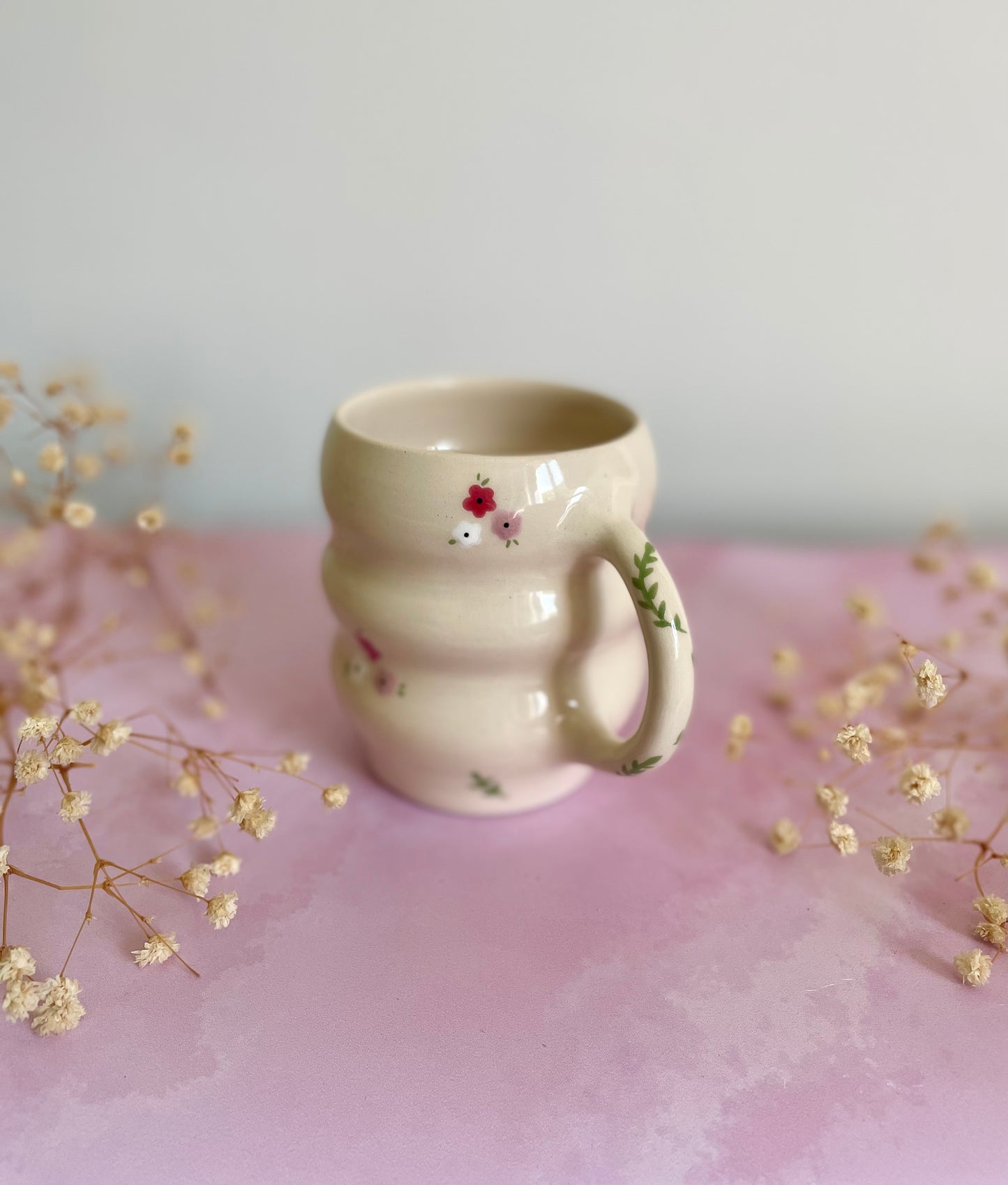 Mug Bubble Fleuri Rouge